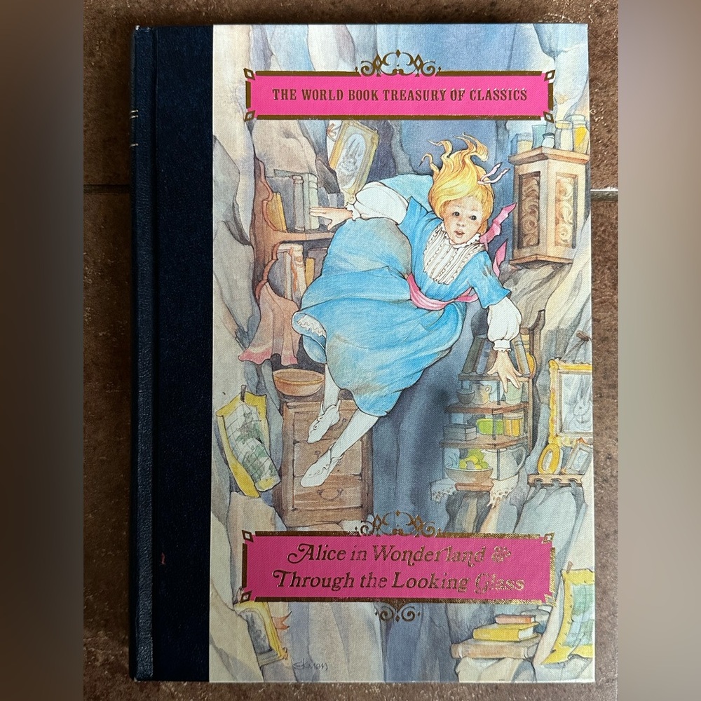 Vintage Alice in Wonderland & Through the Looking Glass 1988 hardcover book